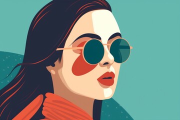 Fototapeta na wymiar woman illustration portrait poster style modern design sunglasses glasses fashion girl. Generative AI.