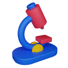 3d illustration microscope icon on transparent background.