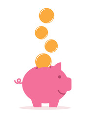 piggy bank with coins simple graphic isolated on white background