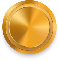 Metal Golden Button isolated on a black background
