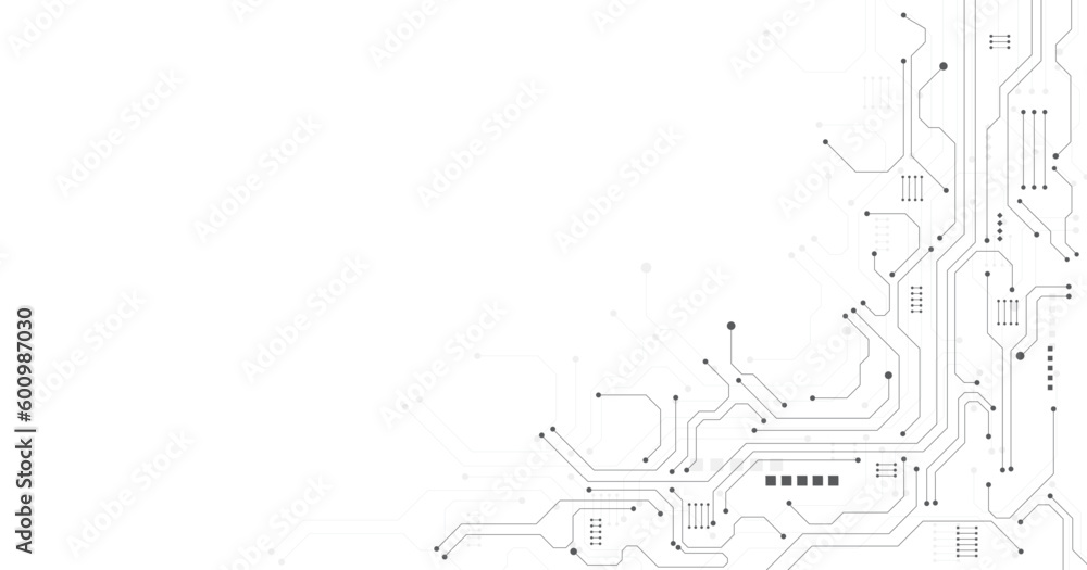 Poster Technology black circuit diagram concept.High-tech circuit board connection system.Vector abstract technology on white background.