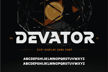 DEVATOR Digital modern alphabet font. Creative abstract urban, futuristic, fashion, sport, minimal technology typography. Simple vector illustration - obrazy, fototapety, plakaty