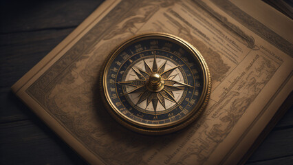 Obraz premium Vintage Compass. Generative AI