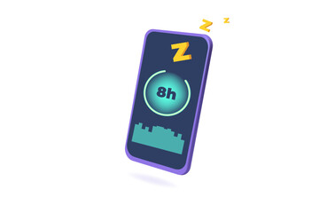 3d realistic vector illustration Sleep tracker, Fitness Smart Phone Application, Smart alarm clock.