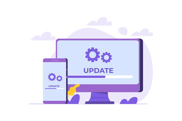System update flat style concept. Vector illustration  can use for, landing page, template,web, mobile app, poster, banner.