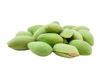 stock photo of fresh almonds on a pristine white background isolated PNG