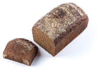 Rye bread slices isolated on white background