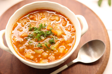 レンズ豆と野菜のミネストローネ風スープ