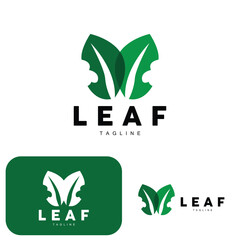 Green Leaf Logo, Ecology Natural Plant Vector, Nature Design, Illustration Template Icon