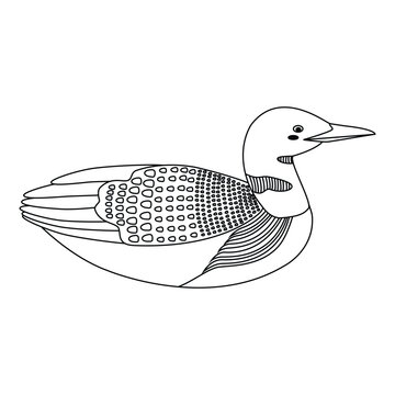 recommend clip art: Cute, cartoon loon bird. Line art.