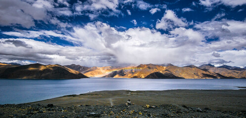 Landscape view of Leh city in falls,the town is located in the Indian Himalayas at an altitude of 3500 meters,North India.