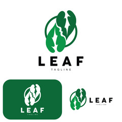 Green Leaf Logo, Ecology Natural Plant Vector, Nature Design, Illustration Template Icon