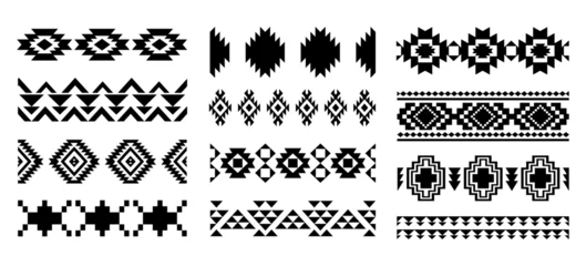 Abwaschbare Fototapete Boho-Stil Aztec Navajo Borders set Southwestern Art Symbols