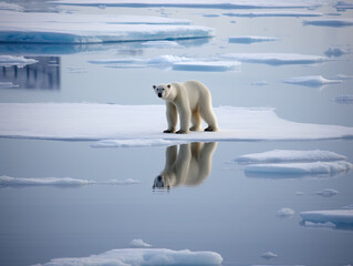 Oso polar perdiendo su hábitat debido al calentamiento global, generada por inteligencia artificial, arte generativo, AI