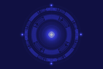 technology modern future background illustration Dark blue background with white dotted lines and lines. number circle and point glow