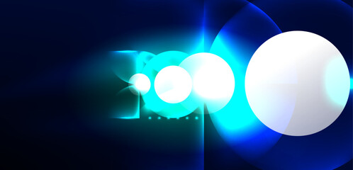 Neon light glowing circles vector abstract background