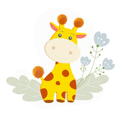 cute giraffe illustration vector for kids print