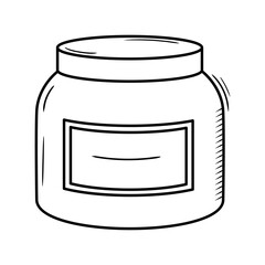 Sketch drawing of jar. Supermarket food vector illustration. Grocery product container. Outline storage can