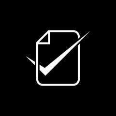 Checklist line icon. Clipboard document sign isolated on black background 