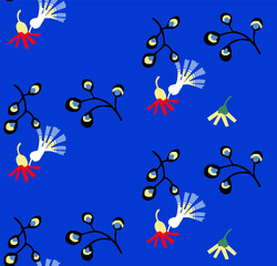 seamless pattern with birds and flowers