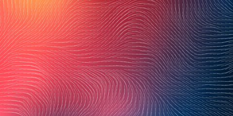 White Moving, Flowing Stream of Curving, Wavy Lines - Digitally Generated Futuristic Abstract 3D Geometric Linear Shapes on Red Gradient Background - Design, Generative Art in Editable Vector Format