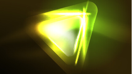 Techno neon triangles with light effects in the dark