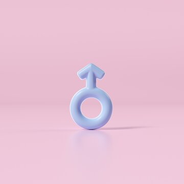 Male glyph icon on pink background. 3d illustration