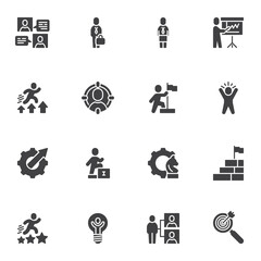Leadership skills vector icons set