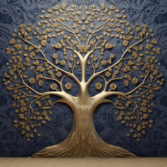 elegant and royal looking tree decorative background with polished colours. Generative AI
