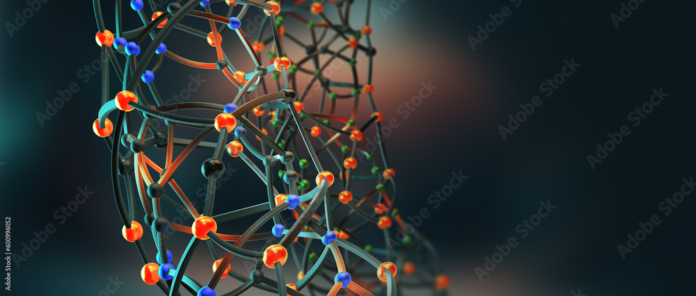 Aufkleber science and innovation high-tech developments. 3d illustration of big data nanostructure. synthetic 