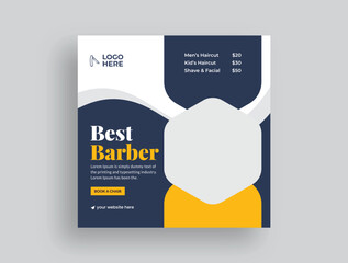 Barber shop, spa, salon and cosmetic social media post web banner template