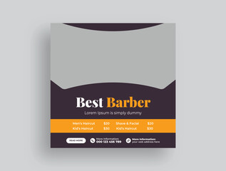 Barber shop, spa, salon and cosmetic social media post web banner template