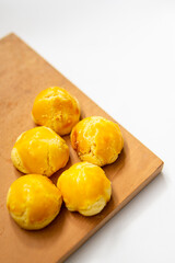 Nastar tart. cake with pineapple jam in it. Very popular for Eid and other special moments. Isolated background in white