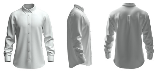 Male shirt with long sleeves. Button down shirt. White