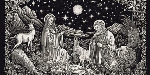 nativity scene with jesus, generative Ai