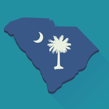 Map of South Carolina in colors of the state flag (flat design)
