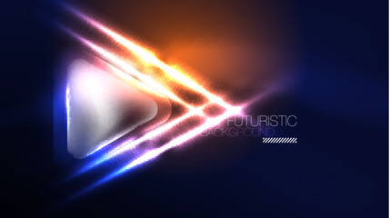 Techno neon triangles with light effects in the dark
