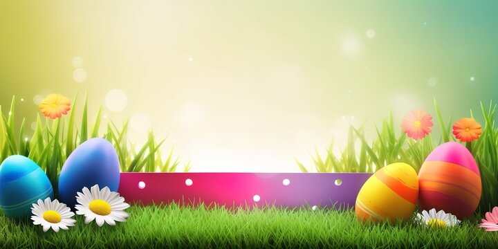 Easter Eggs in rainbow, generative AI