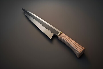 Chef kitchen knife. Sharp kitchen knife on dark background. Generative AI.