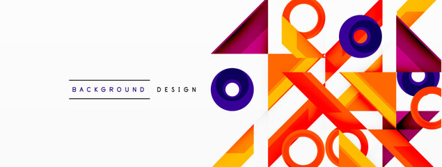 Colorful triangles and circles abstract background. Design for wallpaper, banner, background, landing page, wall art, invitation, prints, posters