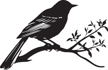 Bird on a branch Vector illustration, SVG	