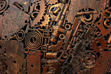 Silver steel welding background, Silver steel parts welding texture background, metal parts backgroundมSteel parts welding, steel welding background, metal parts textured background.