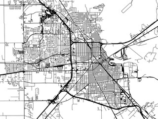 Vector road map of the city of  Beaumont Texas in the United States of America on a white background.