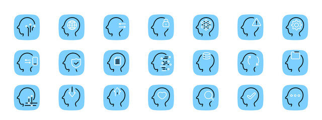 Brain different line icons set illustration. Brain, creativity, idea concept