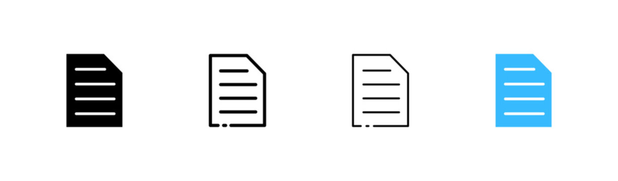 Document. Different styles, color, document icon Vector
