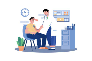 A doctor examines a patient to diagnose an illness or injury.