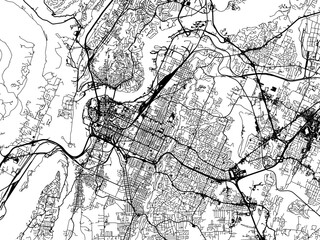 Naklejka premium Vector road map of the city of Chattanooga Tennessee in the United States of America on a white background.