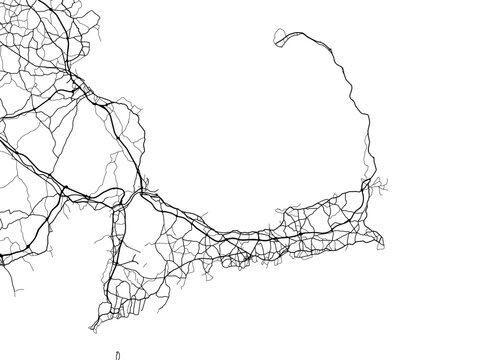 Vector road map of the city of  Cape Cod Massachusetts in the United States of America on a white background.