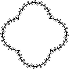 Quatrefoil frames Flower wreath spiral leaf floral vector decoration triumph border framing pressed flowers background black congratulations birthday wedding anniversary valentine Christmas new years 