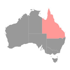 Fototapeta premium Queensland Map, state of Australia. Vector Illustration.